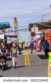 New Holland, PA, USA - October 2, 2021: People Walking At The Annual Community Street Fair In A Small Community In Lancaster County, PA.