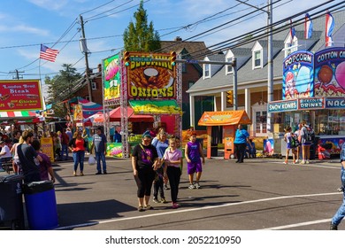 New Holland, PA, USA - October 2, 2021: People Walking At The Annual Community Street Fair In A Small Community In Lancaster County, PA.