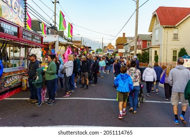 New Holland, PA, USA - September 30, 2021: Thousands Attend The Annual Community Street Fair In A Small Community In Lancaster County, PA.