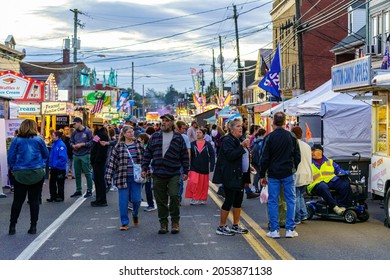 New Holland, PA, USA - September 30, 2021: Thousands Attend The Annual Community Street Fair In A Small Community In Lancaster County, PA.