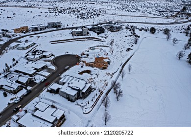 New Home Construction Aerial Picture During The Winter