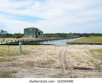 New Home Construction On Waterfront Property Florida East Coast.