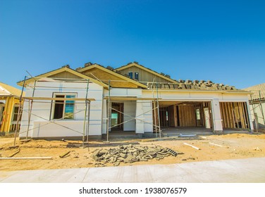 New Home Under Construction Ready For Stucco