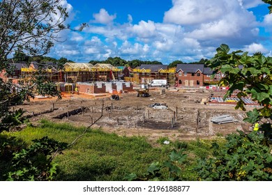 New Homes Being Built On A Brownfield Site.