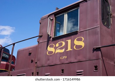 New Hope, PA / USA - April 26, 2020: The New Hope And Ivyland Railroad Runs Vintage Passengers Cars And Locomotives For It Family Excursion Service Along The Delaware River In Scenic Bucks County, PA.