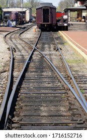 New Hope, PA / USA - April 26, 2020: The New Hope And Ivyland Railroad Operates A Restored Station And Single Track Rail Line For Family Excursions Along The Delaware River In Scenic Bucks County. 