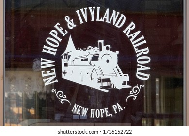 New Hope, PA / USA - April 26, 2020: The New Hope And Ivyland Railroad Operates A Restored Station And Single Track Rail Line For Family Excursions Along The Delaware River In Scenic Bucks County. 