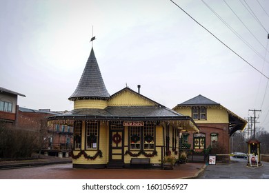 New Hope, Pennsylvania - December 29, 2019: New Hope Railroad Station At 32 West Bridge Street.