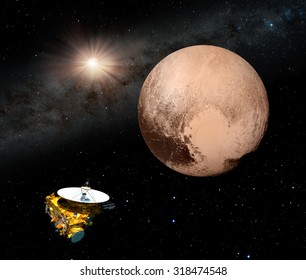 New Horizons spacecraft and Pluto "Elements of this image furnished by NASA " - Powered by Shutterstock