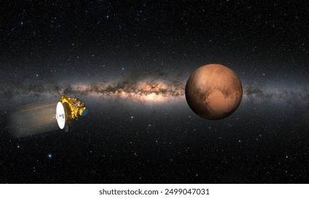 New Horizons spacecraft with Pluto Milky Way galaxy in the background "Elements of this image furnished by NASA " - Powered by Shutterstock