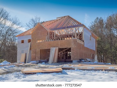 New House Construction Framing In The City Suburbs