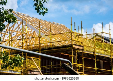 New Houses Being Built On A Brownfield Site.