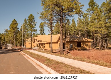 New Houses Being Constructed In Flagstaff Arizona Residential Neighborhood. 