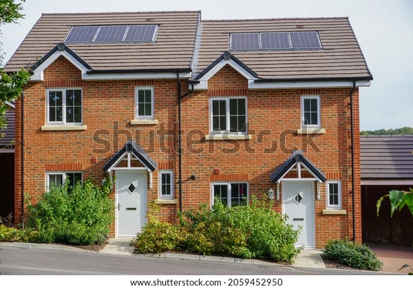 New housing.\
New built semi detached houses with solar panels. Small homes\
suitable for first time buyers in UK\
