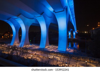 New I-35W Saint Anthony Falls Bridge At Night