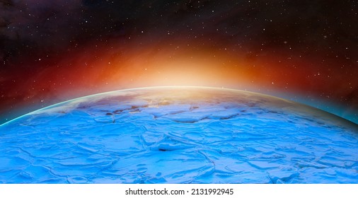 New ice age and Earth covered with snow 