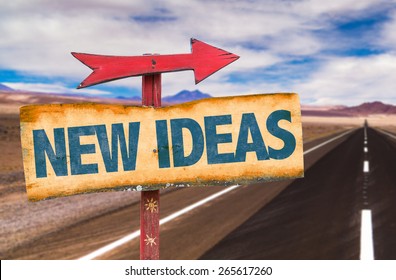 New Ideas Sign With Road Background