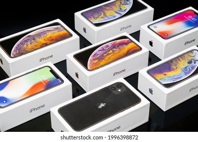 New IPhone Boxes.June 24, 2021, Bangkok, Thailand