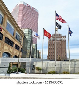 New Jersey Korean War Memorial In Atlantic City. Landmarks. Ballys Hotel. Sightseeing. Travel And Vacation. USA, New Jersey, Atlantic City – November 23, 2019 