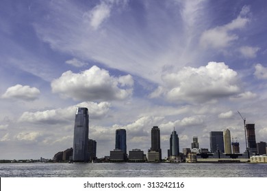 New Jersey Skyline Photographed From New York Shore.