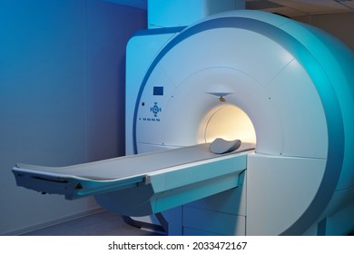 New large mri scan equipment with long table in contemporary medical center