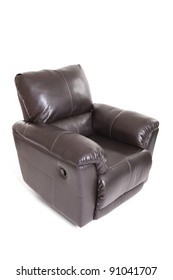 New Leather Recliner Chair Isolated On A White Background