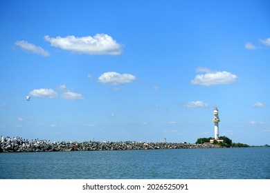  The new lighthouse of Sulina, Danube Delta, Romania, Europe                            