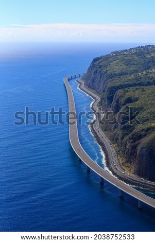 New littoral road of Reunion Island, most expensive road, bridge over the sea