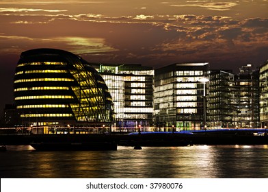 New London City Hall At Night From Thames River