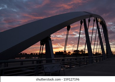 The New Main Street Bridge In Columbus, Ohio At Sunset