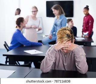 New Male Student Feeling Shy At Recess During School Day 