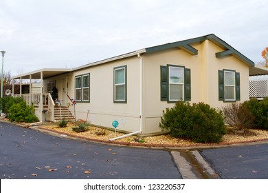 A new manufactured home at a retirement trailer park.