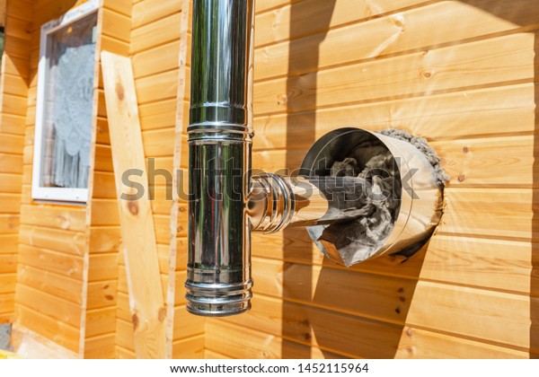 New Metal Chimney Pipe On Wooden Stock Photo Edit Now 1452115964