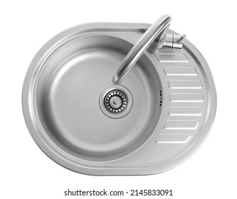 New Metal Sink Isolated On White Background