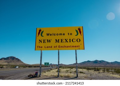 New Mexico Border Sign At Arizona