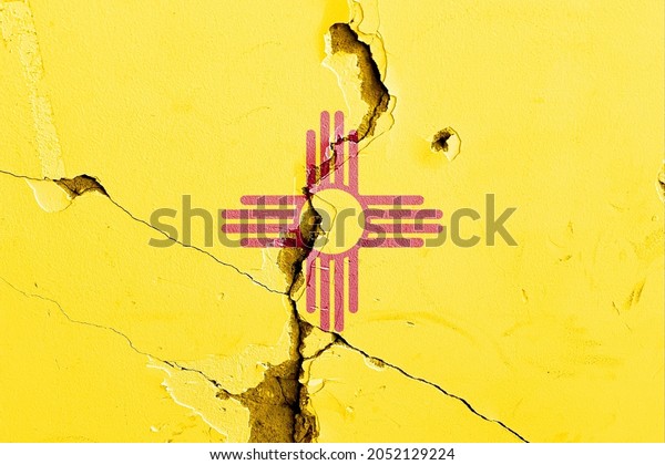 New Mexico State Flag icon grunge pattern
painted on old weathered broken wall background, abstract US State
New Mexico politics economy election society history issues concept
texture wallpaper