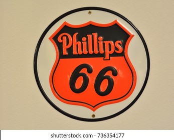 New Mexico, Usa - July 21, 2017: Phillips 66 Gas Station Sign And Logo. The Phillips 66 Company Is An American Multinational Energy Company.