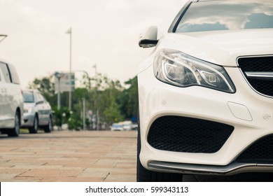 New model car at outdoor parking lot - Shutterstock ID 599343113