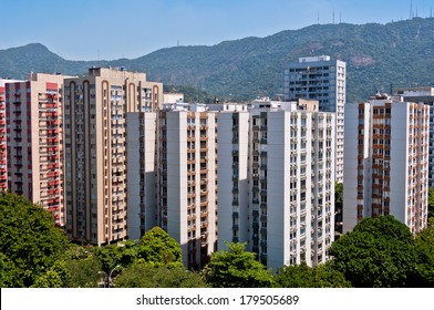 New Modern Apartment Buildings in Leblon, Rio de Janeiro with Mountains in the Horizon