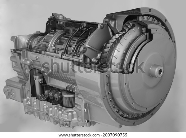 new, modern Automatic transmission, gears,\
mechanism. View in section