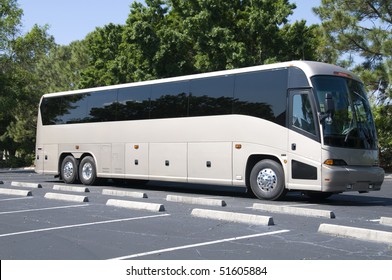 New modern bus with tinted windows waiting for passengers - Shutterstock ID 51605884