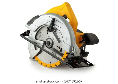 new modern circular saw on white background - Shutterstock ID 1474591667