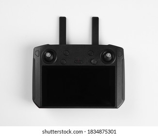 New modern drone controller isolated on white, top view