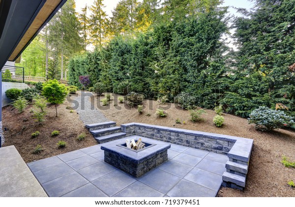 New Modern Home Features Backyard Rectangular Royalty Free Stock