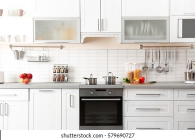 New modern kitchen interior - Shutterstock ID 579690727