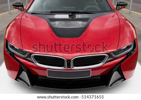 New modern and luxurious red sports car 