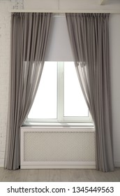 New modern window with curtains in room  - Shutterstock ID 1345449563