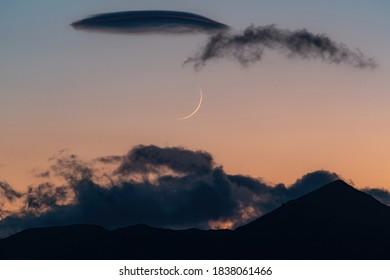 New Moon Close View Lenticular Clouds Stock Photo 1838061466 | Shutterstock