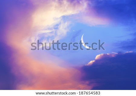 New moon colorful sky background