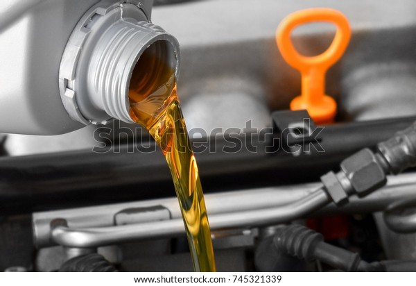 New motor oil, car engine
close-up